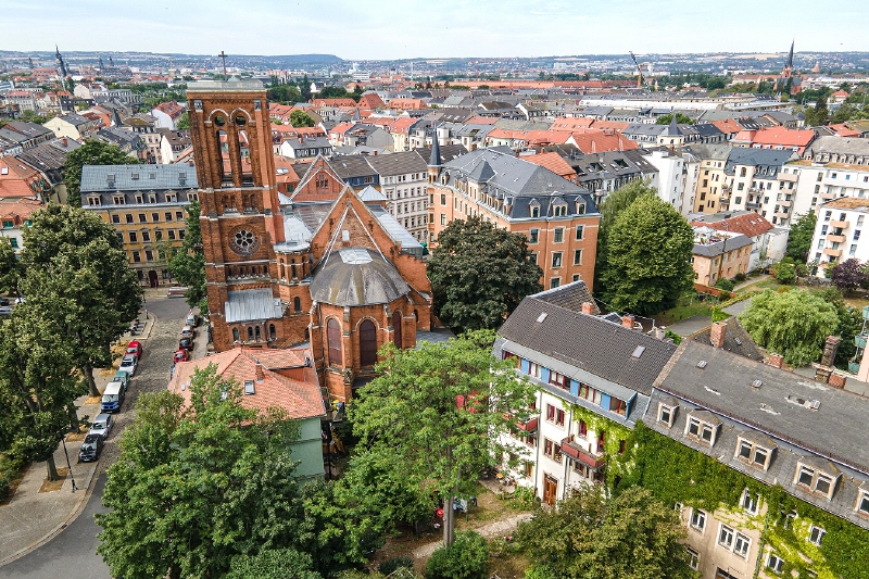 Luftbild vom Stadtteil Leipziger Vorstadt
